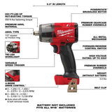 Milwaukee M18 FUEL 18V Brushless 1/2 in. Hammer Drill/Driver Kit with M18 FUEL 1/2 in. Impact Wrench (2 XC5.0 Batteries, Charger, Case)