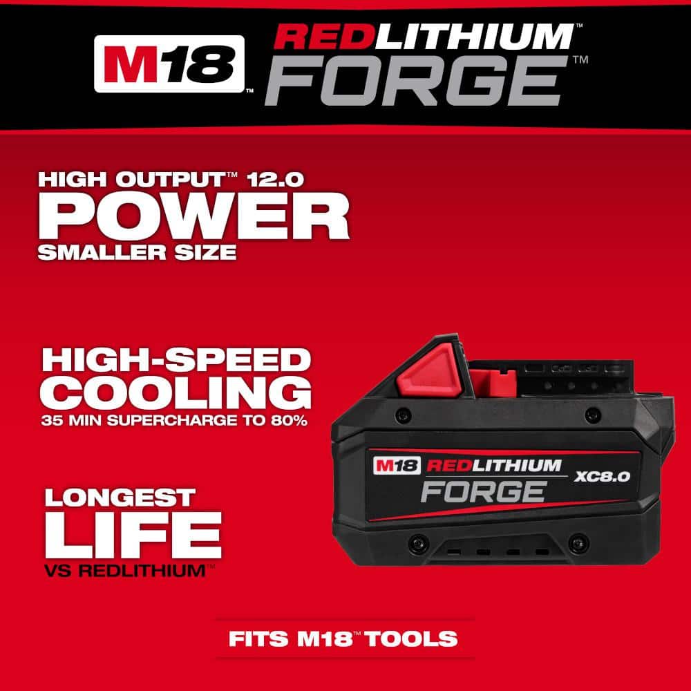 Milwaukee M18 FUEL 18V Lithium‑Ion Brushless Cordless 1/2 in. Hammer Drill/Driver Kit w/ (2) XC5.0 & (1) FORGE XC8.0 Batteries, Charger & Case
