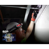 Milwaukee 550 Lumens REDLITHIUM USB Pivoting Flood Light & 600 Lumens USB Low-Profile Hard Hat Headlamp, TRUEVIEW LED (2-Pack)