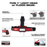 Milwaukee 550 Lumens REDLITHIUM USB Pivoting Flood Light & 600 Lumens USB Low-Profile Hard Hat Headlamp, TRUEVIEW LED (2-Pack)