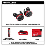 Milwaukee REDLITHIUM USB Bluetooth Jobsite Ear Buds, Noise-Cancelling In‑Ear, Red (2191-21)