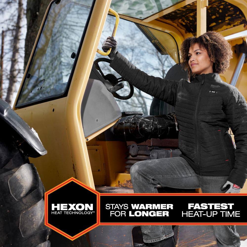 Milwaukee Women's Medium M12 12V Lithium-Ion Cordless AXIS Gray Heated Jacket Kit with (1) 3.0 Ah Battery and Charger