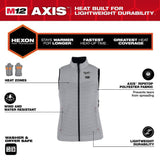 Milwaukee Women’s Large M12 12-Volt Lithium-Ion Cordless AXIS Gray Heated Vest Kit with (1) 2.0Ah Battery and Charger