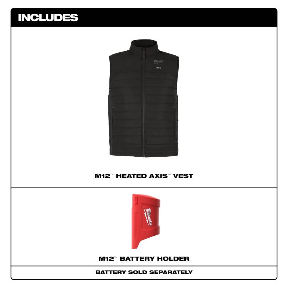 Milwaukee Men’s 2X-Large M12 12V Lithium-Ion Cordless AXIS Black Heated Vest (Vest Only)