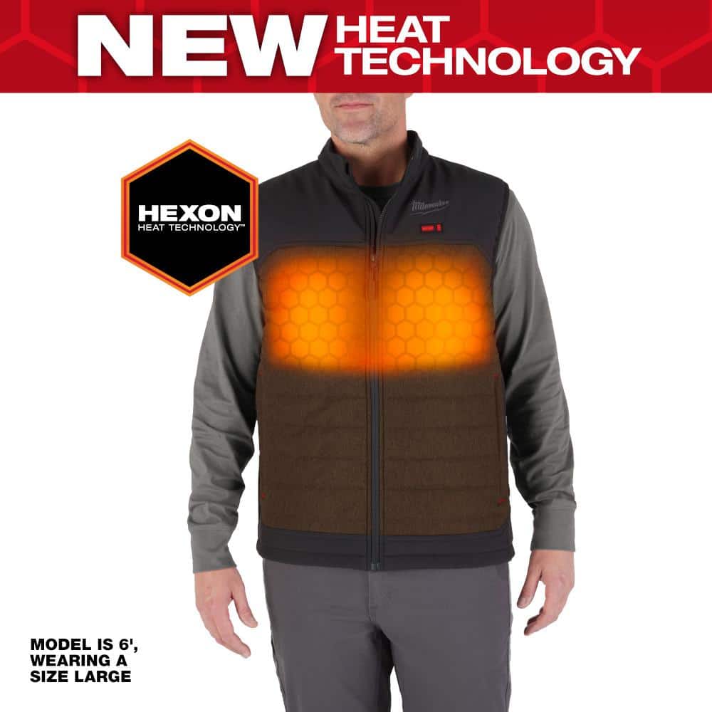 Milwaukee Men's Large M12 12V Lithium-Ion Cordless AXIS Brown Heated Vest Kit with (1) 2.0 Ah Battery and Charger