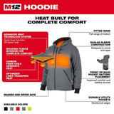 Milwaukee Men's Medium M12 12-Volt Lithium-Ion Cordless Black Heated Jacket Hoodie (Jacket and Battery Holder Only)