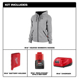 Milwaukee Women’s 2X-Large M12 12-Volt Cordless Gray Heated Hoodie Kit with (1) 2.0Ah Battery & Charger