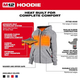 Milwaukee Women’s 2X-Large M12 12-Volt Cordless Gray Heated Hoodie Kit with (1) 2.0Ah Battery & Charger