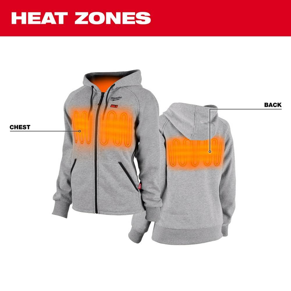 Milwaukee Women’s 2X-Large M12 12-Volt Cordless Gray Heated Hoodie Kit with (1) 2.0Ah Battery & Charger