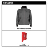 Milwaukee M12 Men’s Heated Hoodie, Gray – Medium, 12‑Volt Cordless (Jacket & Battery Holder Only)