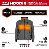 Milwaukee Men’s X-Large M12 12-Volt Lithium-Ion Cordless Gray Heated Hoodie (Jacket & Battery Holder Only)