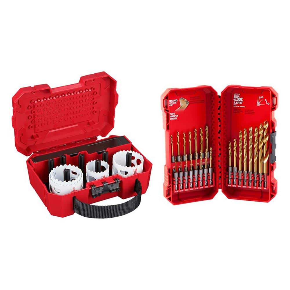 Milwaukee Hole Dozer Bi-Metal Hole Saw Kit with SHOCKWAVE Impact Duty Titanium Twist Drill Bit Set (31-Piece)