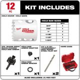 Milwaukee HOLE DOZER General-Purpose Bi‑Metal Hole Saw Set, 12‑Piece (Model 49-22-4023)