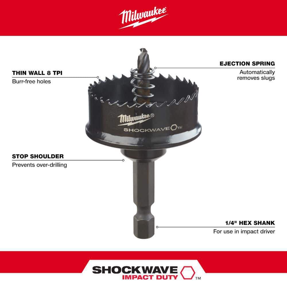 Milwaukee SHOCKWAVE Thin Wall Hole Saw Kit, High Speed Steel, 3-Piece (7/8 in., 1-1/8 in., 1-3/8 in.)