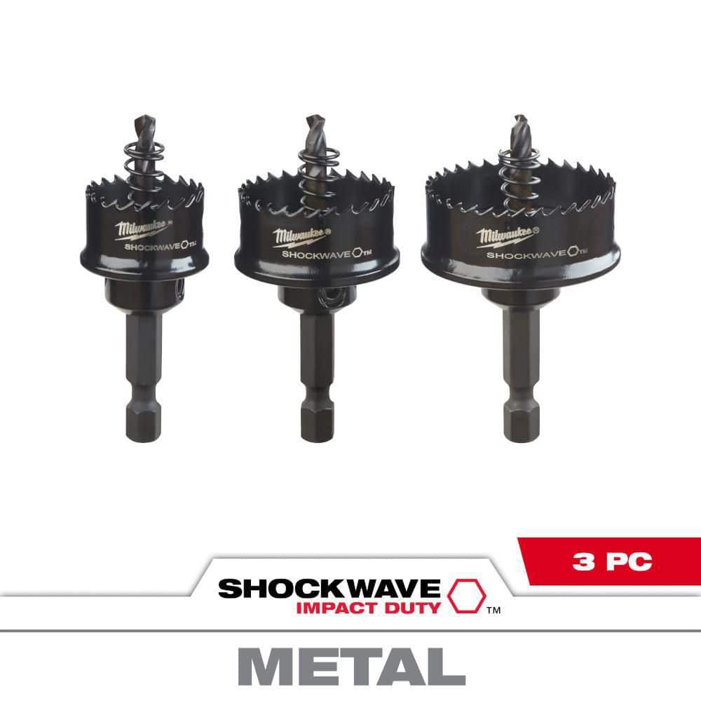 Milwaukee SHOCKWAVE Thin Wall Hole Saw Kit, High Speed Steel, 3-Piece (7/8 in., 1-1/8 in., 1-3/8 in.)