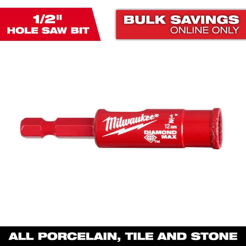 Milwaukee 1/2 in. Diamond MAX Hole Saw with 1/4 in. Hex Shank