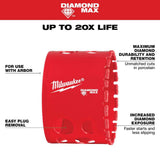 Milwaukee 2-1/2 in. Diamond Hole Saw, Diamond MAX, 7/16 in Shank, 1.8 in Drilling Depth