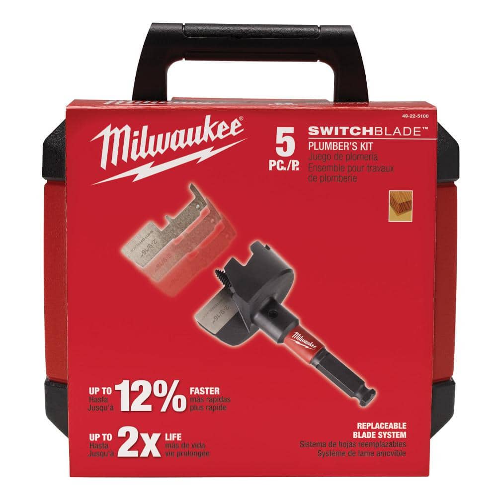 Milwaukee BIG HAWG Carbide Hole Saw Kit with PACKOUT Case & SWITCHBLADE Plumbers Selfeed Bits Set (14-Piece)