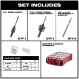 Milwaukee BIG HAWG Carbide Hole Saw and HOLE DOZER Bi‑Metal General Purpose Hole Saw Set with PACKOUT Cases, 19‑Piece