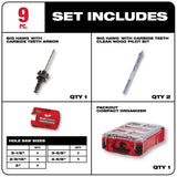 Milwaukee BIG HAWG Carbide Hole Saw and HOLE DOZER Bi‑Metal General Purpose Hole Saw Set with PACKOUT Cases, 19‑Piece