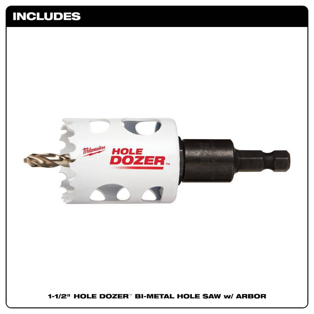 Milwaukee 1-1/2 in. Hole Dozer Bi-Metal Hole Saw with 3/8 in. Arbor & Pilot Bit
