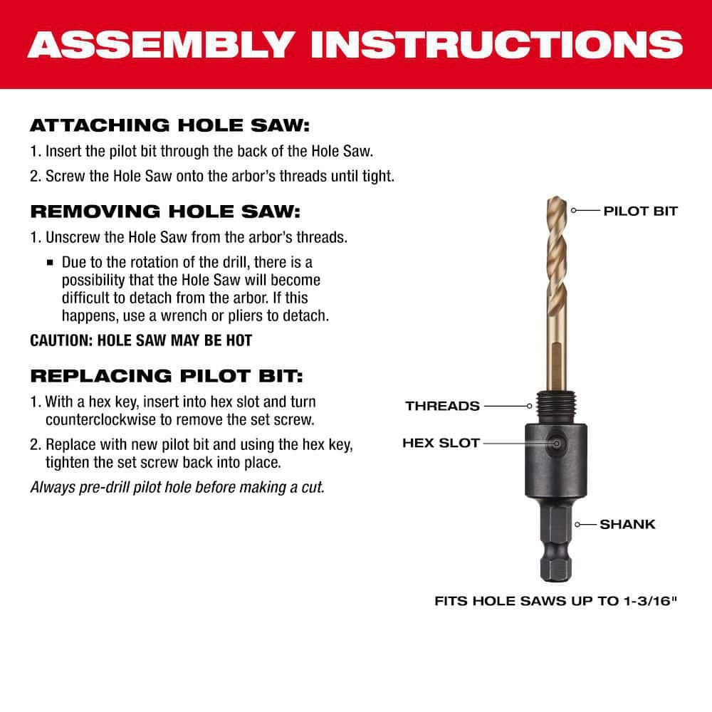 Milwaukee 1-1/2 in. Hole Dozer Bi-Metal Hole Saw with 3/8 in. Arbor & Pilot Bit