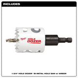 Milwaukee HOLE DOZER 1-3/4 in. Bi-Metal Hole Saw with 3/8 in. Arbor & Pilot Bit