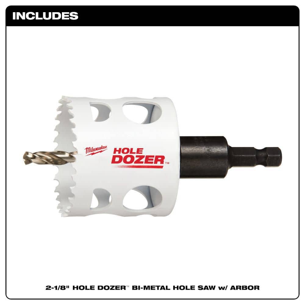 Milwaukee 2-1/8 in. HOLE DOZER Bi-Metal Hole Saw with 3/8 in. Arbor & Pilot Bit