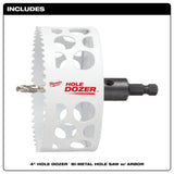 Milwaukee 4 in. HOLE DOZER Bi‑Metal Hole Saw with 3/8 in. Arbor and Pilot Bit