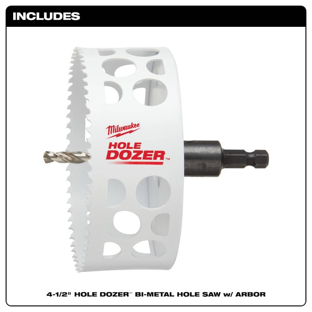 Milwaukee 4-1/2 in. HOLE DOZER Bi-Metal Hole Saw with 3/8 in. Arbor and Pilot Bit
