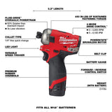 Milwaukee M12 FUEL SURGE 12V Brushless Cordless 1/4 in. Hex Impact Driver Compact Kit with M12 Right Angle Drill