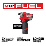 Milwaukee M12 FUEL SURGE 12V Brushless Cordless 1/4 in. Hex Impact Driver Compact Kit with M12 Right Angle Drill