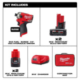 Milwaukee M12 FUEL SURGE 12-Volt Brushless 1/4 in. Hex Hydraulic Impact Driver Compact Kit with Free M12 Rotary Tool