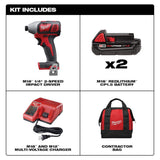 Milwaukee M18 18V Lithium-Ion Cordless 1/4 in. 2-Speed Impact Driver Kit with (2) 1.5Ah Batteries, Charger & Hard Case