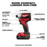 Milwaukee M18 18-Volt Compact Brushless Cordless 1/4 in. Impact Driver Kit with SHOCKWAVE 45‑Piece Bit Set