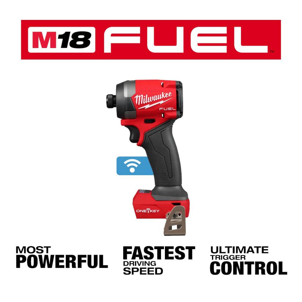Milwaukee M18 FUEL ONE‑KEY 18V Lithium‑Ion Brushless Cordless 1/4 in. Hex Impact Driver, Tool‑Only (2957-20)