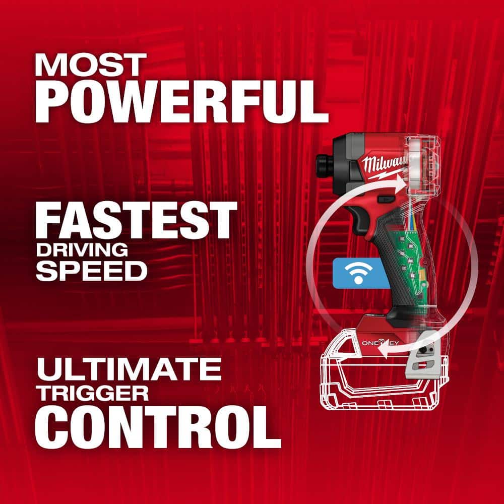 Milwaukee M18 FUEL ONE‑KEY 18V Lithium‑Ion Brushless Cordless 1/4 in. Hex Impact Driver, Tool‑Only (2957-20)