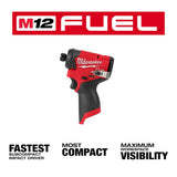 Milwaukee M12 FUEL 12-Volt Brushless Cordless 1/4 in. Hex Impact Driver Kit with SHOCKWAVE 45-Piece Driver Bit Set