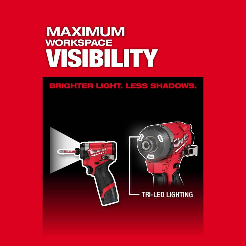 Milwaukee M12 FUEL 12-Volt Brushless 1/4 in. Hex Impact Driver Compact Kit with 2.0Ah Battery and Bag (3453-21)