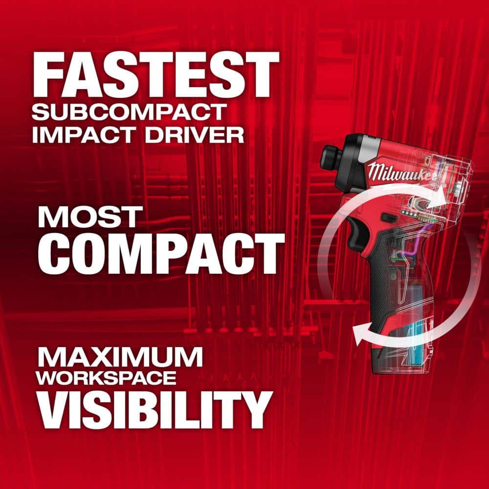Milwaukee M12 FUEL 12-Volt Lithium-Ion Brushless Cordless 1/4 in. Hex Impact Driver Kit with 2.0Ah Battery, Charger and Bag
