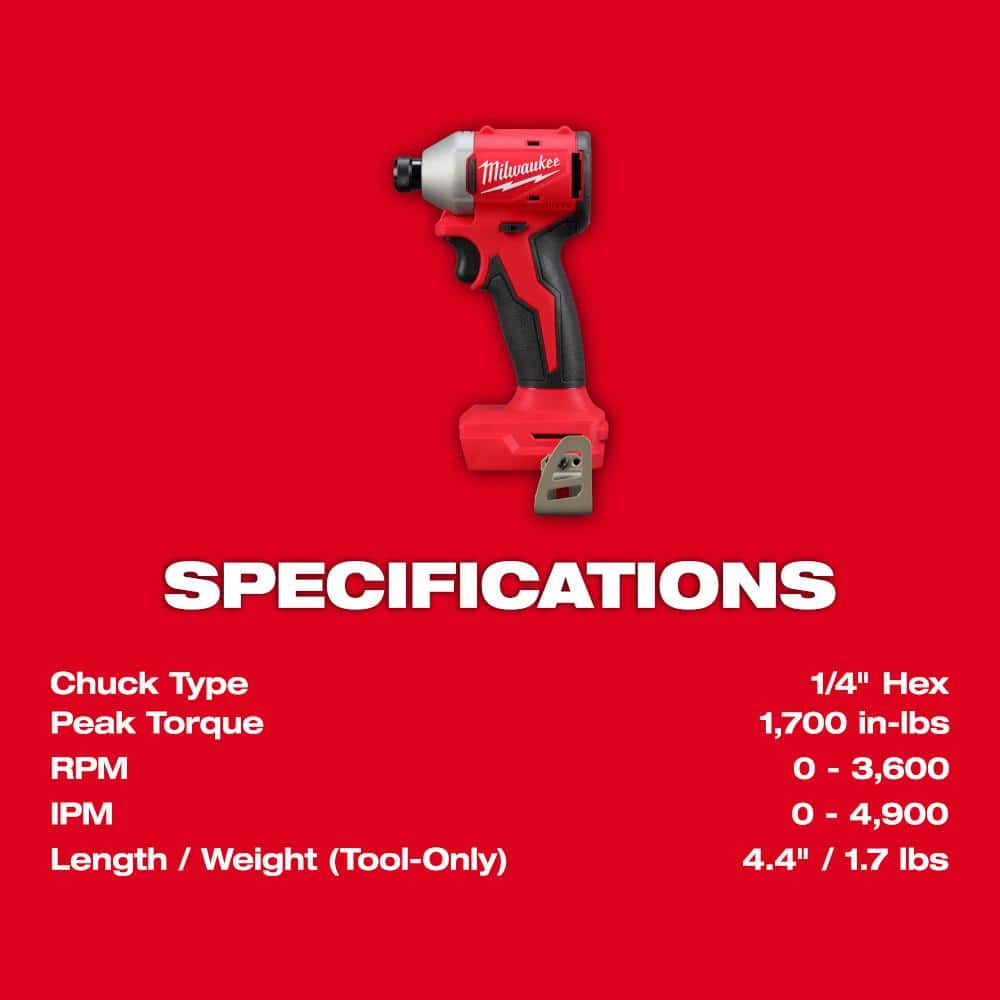 Milwaukee M18 18-Volt Lithium-Ion Brushless Cordless 1/4 in. Impact Driver with 3 Speeds (Tool-Only)