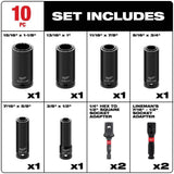 Milwaukee SHOCKWAVE Lineman's 1/2 in. Drive 2-in-1 12-Point Socket Set (10-Piece)