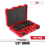 Milwaukee SHOCKWAVE Lineman's 1/2 in. Drive 2-in-1 12-Point Socket Set (10-Piece)