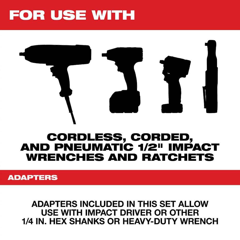 Milwaukee SHOCKWAVE Lineman's 1/2 in. Drive 2-in-1 12-Point Socket Set (10-Piece)
