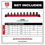 Milwaukee SHOCKWAVE 1/4 in. Drive SAE 6-Point Impact Socket Set (10-Piece)