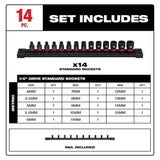 Milwaukee SHOCKWAVE 1/4 in. Drive Metric 6-Point Impact Socket Set (14-Piece)