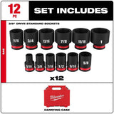 Milwaukee SHOCKWAVE 1/2 in. Drive SAE 6-Point Impact Socket Set (12-Piece)