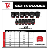 Milwaukee SHOCKWAVE 1/2 in. Drive SAE 6-Point Impact Socket Set (12-Piece)