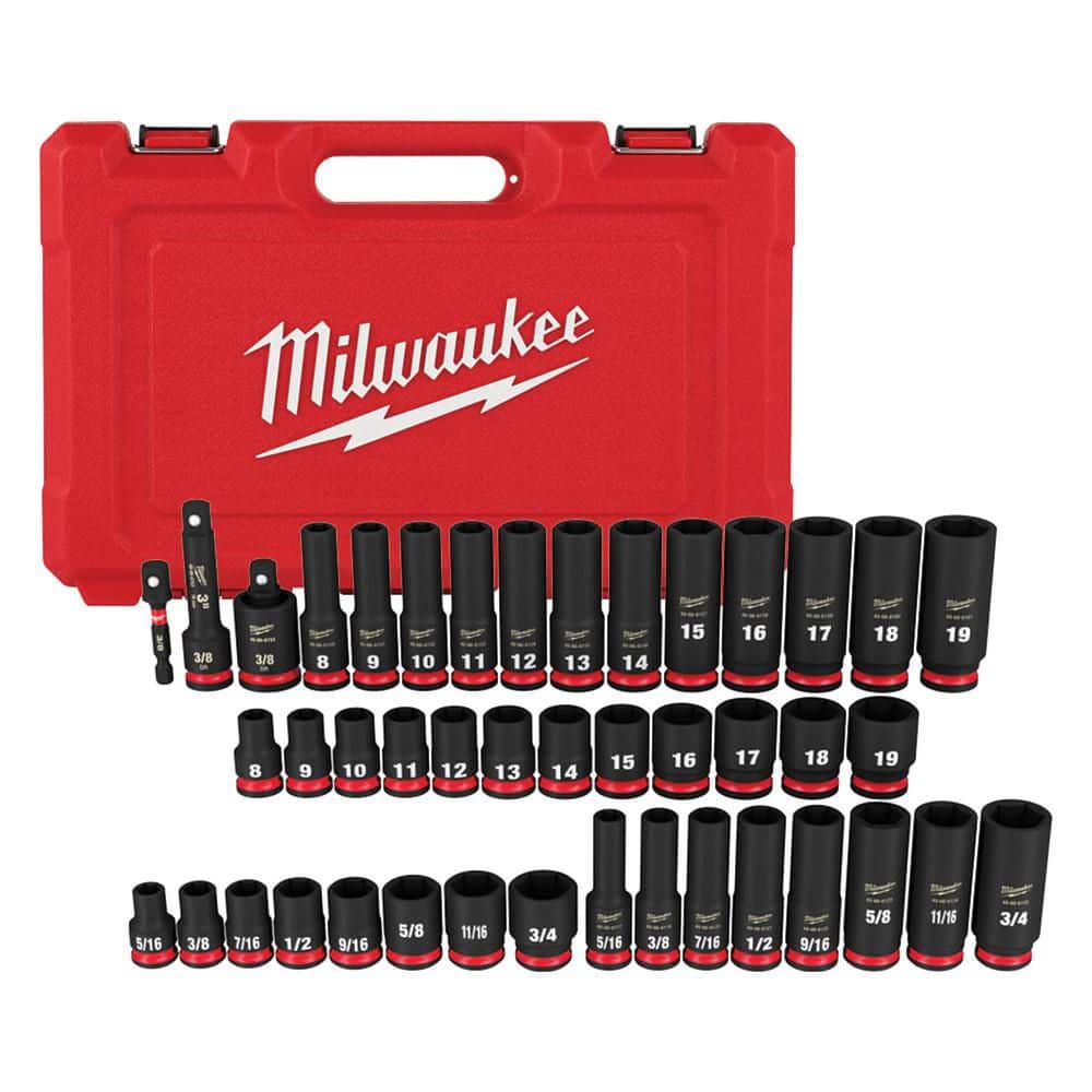 Milwaukee Shockwave 3/8 in. Drive SAE & Metric 6-Point Impact Socket Set + Impact Duty Driver Bit Set (117-Piece)