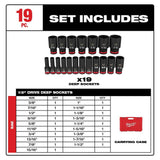 Milwaukee SHOCKWAVE 1/2 in. Drive SAE 6-Point Deep Impact Socket Set, 38-Piece